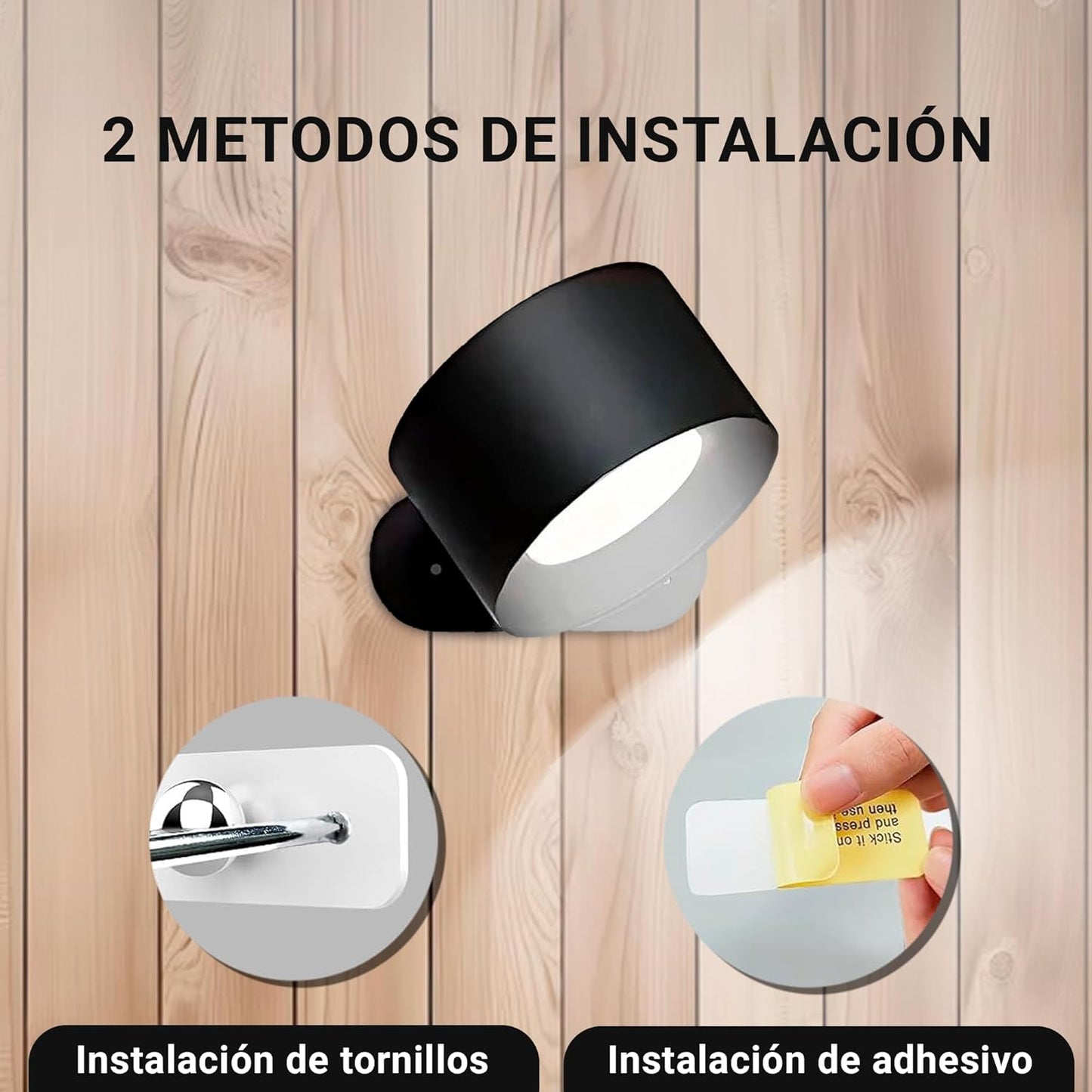 Lámpara LED de Pared Portátil con Batería Recargable